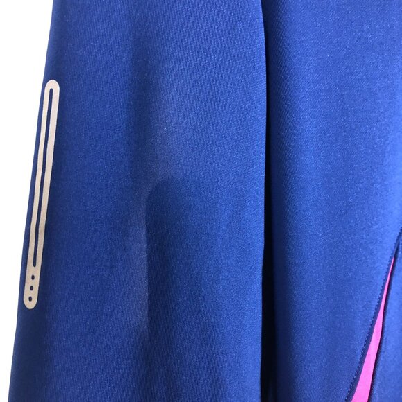 Saucony Quarter Zip Pullover Activewear Top Medium Blue Pink Accents Thumbholes - Picture 7 of 8